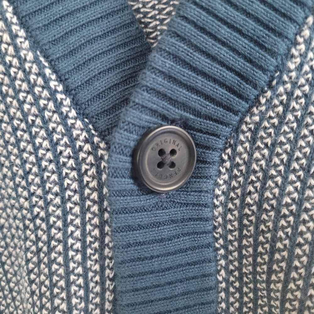 NWT Original Penguin Cardigan Sweater Blue Mens Large - Picture 4 of 6